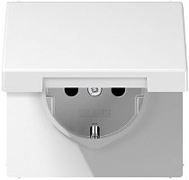Розетка с заземлением без рамки Jung LS990 1-м. крышка шторки для IP44 белый