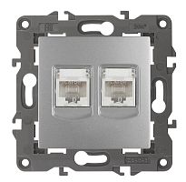 Розетка компьютерная без рамки Эра Elegance 2-м. RJ45+RJ45 5e алюминий