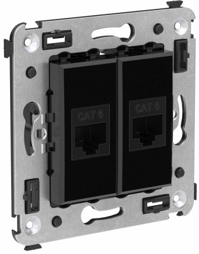 Розетка компьютерная без рамки DKC Avanti 2-м. RJ45+RJ45 6е черный квадрат DKC — купить по цене от 1&nbsp;952 ₽ | ПрофБезопасность