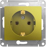 Розетка с заземлением без рамки Systeme Electric Glossa 1-м. фисташковый