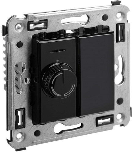 Светорегулятор поворотно-нажимной без рамки DKC Avanti 1-м. 60–800Вт черный квадрат картинка