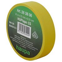 Изолента Haupa ПВХ, цвет желтый, шир. 15мм, длина 10 м, d 60 мм