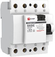 Выключатель дифференциального тока УЗО EKF Basic ВДТ-40 4п 40А 30мА 4,5,кА тип AC