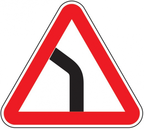 Дорожный знак 1.11.2 - Опасный поворот картинка
