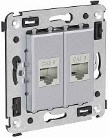 Розетка компьютерная экранированная без рамки DKC Avanti 2-м. RJ45+RJ45 6е закаленная сталь
