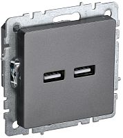 Розетка USB тип A+A без рамки IEK Brite РЮ10-1-БрС 2-м. 3100мА сталь