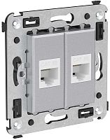 Розетка компьютерная без рамки DKC Avanti 2-м. RJ45+RJ45 5е закаленная сталь