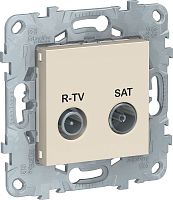 Розетка TV+R+SAT Оконечная без рамки Schneider Electric Unica New 1-м. бежевый Schneider Electric — купить по цене от 2&nbsp;827 ₽ | ПрофБезопасность