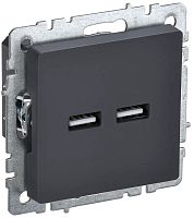Розетка USB тип A+A без рамки IEK Brite РЮ10-1-БрГ 2-м. 3100мА графит