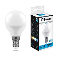Лампа светодиодная Feron LB-550 G45 Шар E14 220В 9Вт 840Лм 6400К 45х82мм Feron — купить по цене от 120 ₽ | ПрофБезопасность