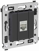 Розетка компьютерная экранированная без рамки DKC Avanti 1-м. RJ45 6е черный матовый