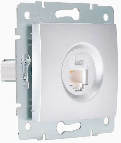 Розетка компьютерная без рамки Lezard Karina 1-м. RJ45 5e матовое серебро, Lezard, купить, цена, доставка, безопасность Розетка компьютерная без рамки Lezard Karina 1-м. RJ45 5e матовое серебро Lezard — купить по цене от 560 ₽ | ПрофБезопасность