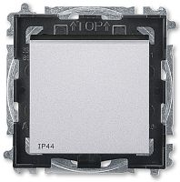 Переключатель кнопочный без рамки ABB EPJ Levit 1-кл. проходной IP44 серебро/дымчатый чёрный