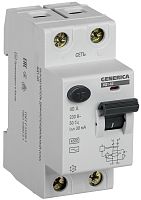 Выключатель дифференциального тока УЗО IEK GENERICA ВД1-63 2п 40А 30мА 4,5,кА тип AC