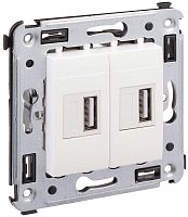 Розетка USB тип А+А без рамки DKC Avanti 2-м. 2100мА белое облако