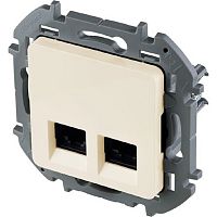 Розетка компьютерная без рамки Legrand Inspiria 2-м. RJ45+RJ45 6e слоновая кость
