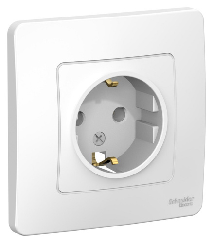 Розетка с заземлением с рамкой Systeme Electric Blanca 1-м. белый