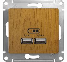 Розетка USB тип A+A без рамки Systeme Electric Glossa 2-м. 2100мА дерево