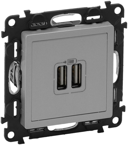 Розетка USB тип A+A без рамки Legrand Valena Life 2-м. 2400мА алюминий Legrand — купить по цене от 6&nbsp;050 ₽ | ПрофБезопасность