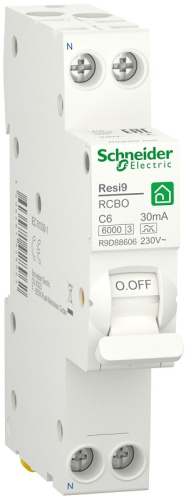 Автомат дифференциального тока АВДТ Schneider Electric Resi9 1п 6А 30мА 6кА C тип A