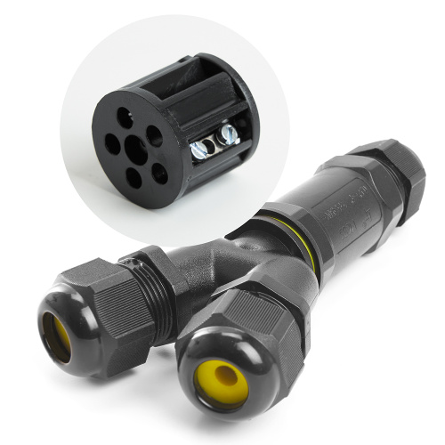 Кабельный коннектор Y-образный 3-контактный Feron LD522/LD529, IP68 черный