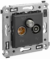Розетка TV+FM+SAT Оконечная без рамки DKC Avanti 3-м. черный матовый