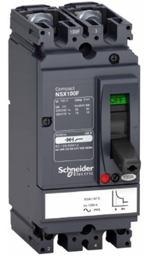 Выключатель автоматический в литом корпусе Schneider Electric Compact NS NSX100F 1п 100А 36кА фото 2