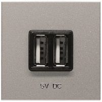 Розетка USB тип A+A без рамки ABB Niessen Zenit 1-м. 2 мод. 1500мА N2285 PL серебро