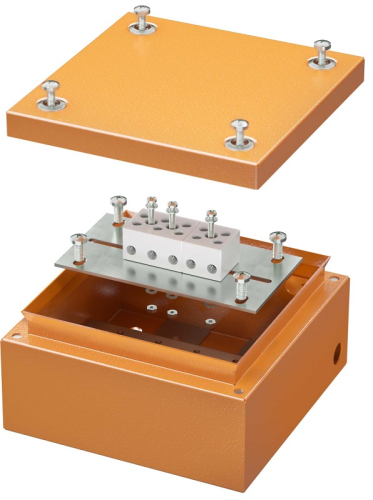 Коробка огнестойкая DKC Vulcan 150x150x80мм 5x10мм без сальников IP66 оранжевый картинка