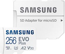 Карта памяти MicroSDXC Samsung EVO Plus 256Gb + адаптер, до 130МБ/с MB-MC256KA/EU
