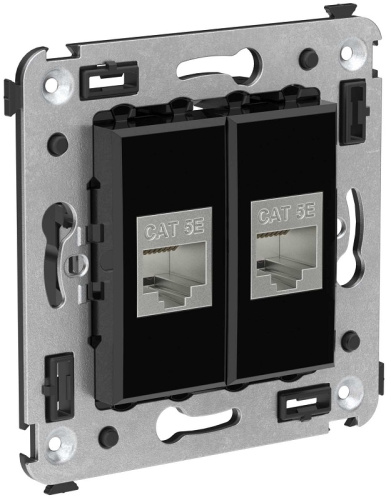 Розетка компьютерная экранированная без рамки DKC Avanti 2-м. RJ45+RJ45 5е черный квадрат DKC — купить по цене от 2&nbsp;432 ₽ | ПрофБезопасность