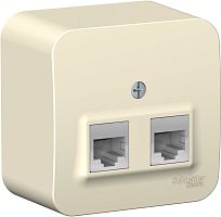 Розетка компьютерная накладная Systeme Electric Blanca 2-м. RJ45+RJ45 5e молочный