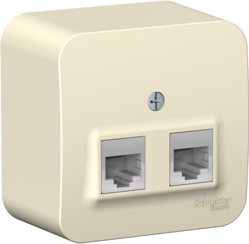Розетка компьютерная накладная Systeme Electric Blanca 2-м. RJ45+RJ45 5e молочный