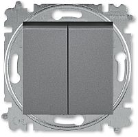 Переключатель без рамки ABB EPJ Levit 2-кл. проходной сталь/дымчатый чёрный