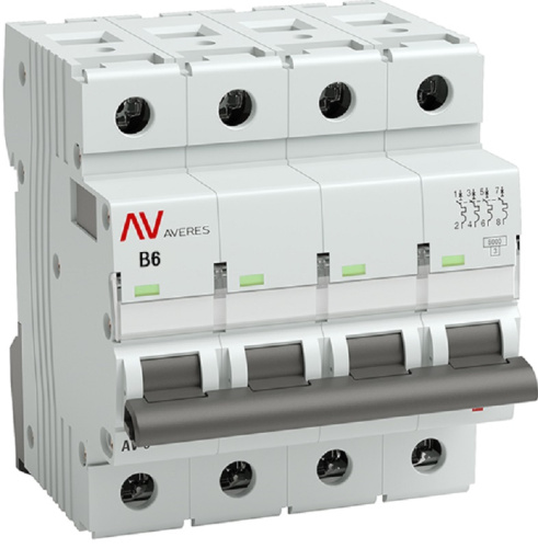 Выключатель автоматический EKF Averes AV-6 4п 6А B 6кА