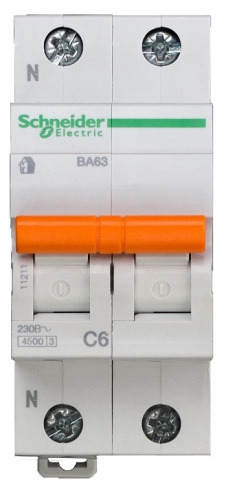 Выключатель автоматический Schneider Electric Домовой 2п C 63А ВА63 4.5кА фото 2