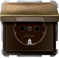 Розетка с заземлением без рамки Schneider Electric Merten Antique 1-м. крышка шторки античная латунь