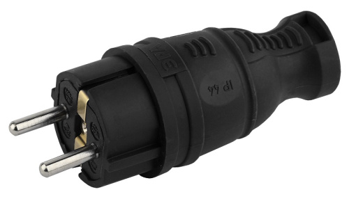 Вилка электрическая с заземлением прямая ЭРА V8-B-IP44 16А IP44 черный