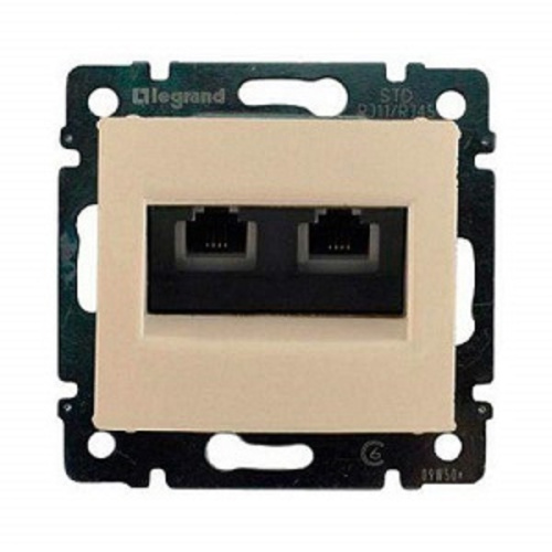 Розетка компьютерная без рамки Legrand Valena 2-м. RJ45+RJ45 5e слоновая кость фото 2