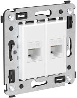 Розетка компьютерная без рамки DKC Avanti 2-м. RJ45+RJ45 5е белое облако