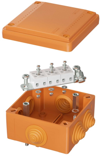 Коробка огнестойкая DKC Vulcan 100x100x50мм 5x6мм IP55 оранжевый картинка