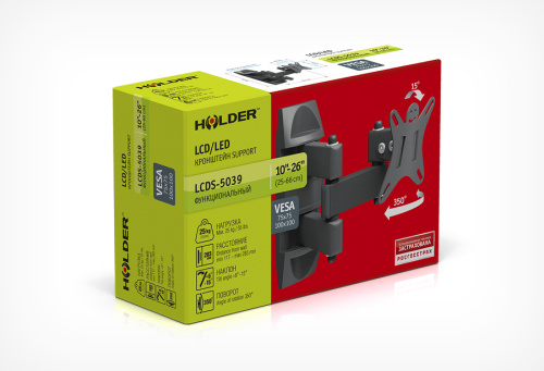 Кронштейн для ТВ Holder LCDS-5039 10"-26" поворотный фото 4