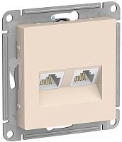 Розетка компьютерная без рамки Systeme Electric AtlasDesign 2-м. RJ45+RJ45 5e бежевый