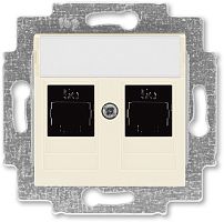 Розетка компьютерная без рамки ABB EPJ Levit 2-м. RJ45+RJ45 5e слоновая кость