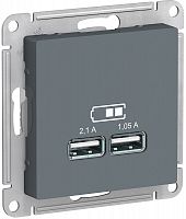 Розетка USB тип A+A без рамки Systeme Electric AtlasDesign 2-м. 2100мА грифель картинка