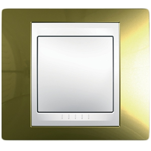 Рамка горизонтальная Schneider Electric Unica Хамелеон 1-м. золото/белый картинка фото 2