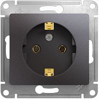 Розетка с заземлением без рамки Systeme Electric Glossa 1-м. графит