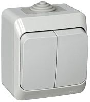 Выключатель накладной Systeme Electric Этюд 2-кл. IP44 серый