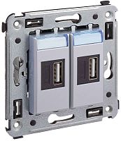 Розетка USB тип А+А без рамки DKC Avanti 2-м. 2100мА закаленная сталь