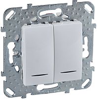 Переключатель с подсветкой без рамки Schneider Electric Unica 2-кл. проходной белый Schneider Electric — купить по цене от 2&nbsp;302 ₽ | ПрофБезопасность